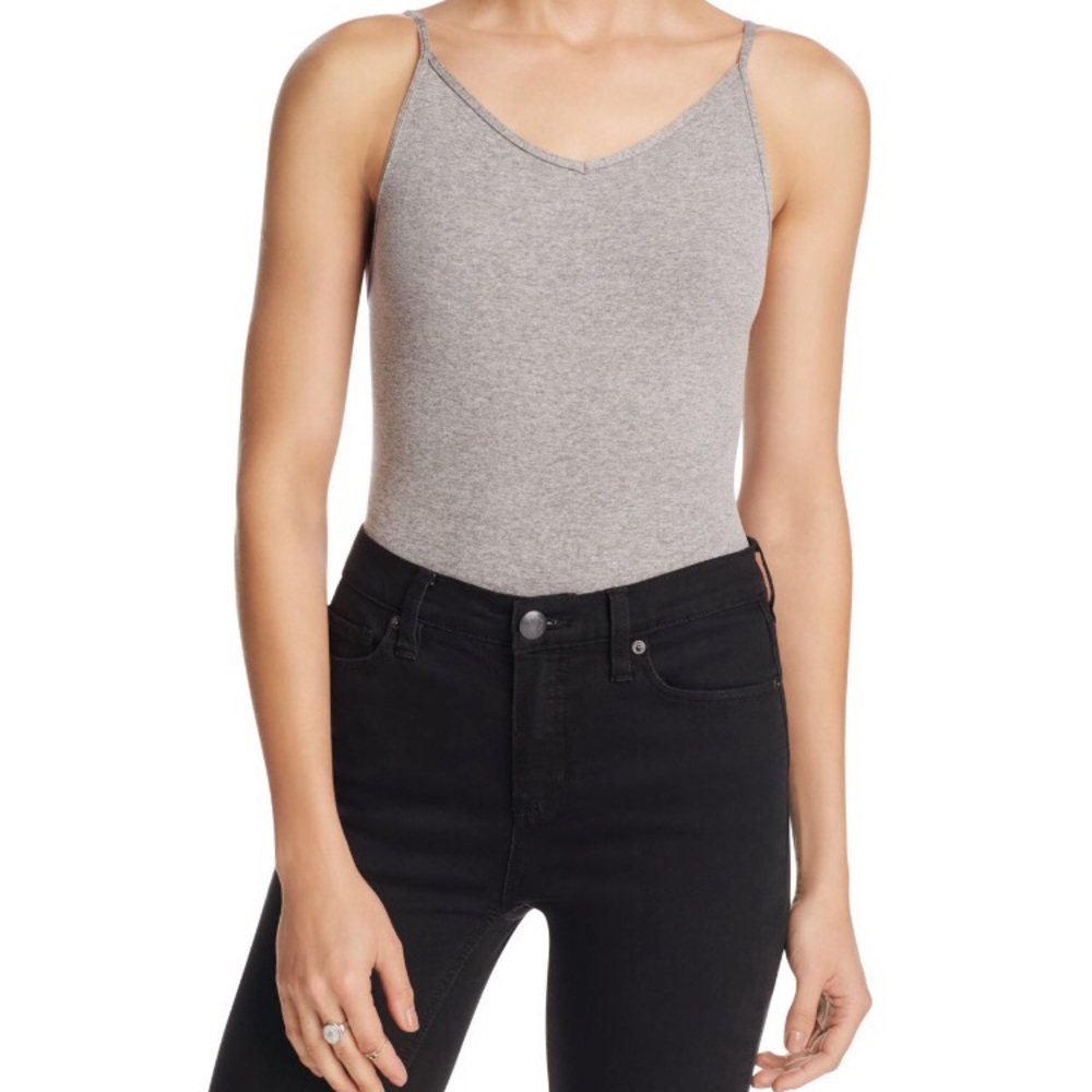 NWT FREE PEOPLE GREY V-NECK SEAMLESS BODYSUIT  XS/S